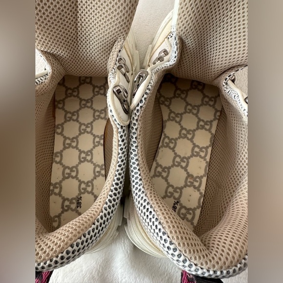 GUCCI Flashtrek Mesh Calfskin Suede Women’s Flashtrek Chunky Sneakers Size 38 - Picture 11 of 13